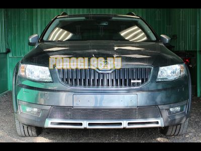 Защита радиатора Skoda Octavia A5 Scout 2004-2013 black