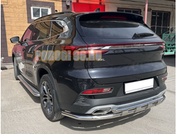 Защита заднего бампера угловая большая двойная с перемычками d53/42 для CheryExeed TXL 2020-