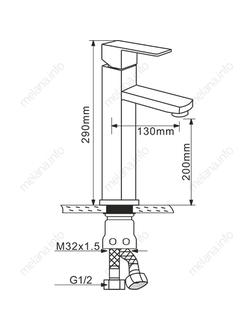 Смеситель для умывальника высокий MELANA F6110 нерж.сталь, однорычажный, сатин, литой излив