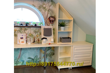 010-1 Встроенная мебель на мансарде со скошенным потолком.
Фасады: МДФ белый, пленка.
ЛДСП Egger: W980 Белый базовый, SM