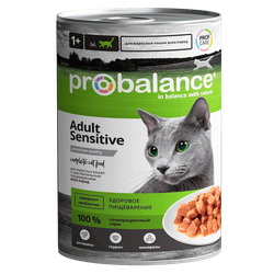 Probalance (Пробаланс) влажный корм (консерва) для кошек с чувствительным пищеварением в соусе 415 г