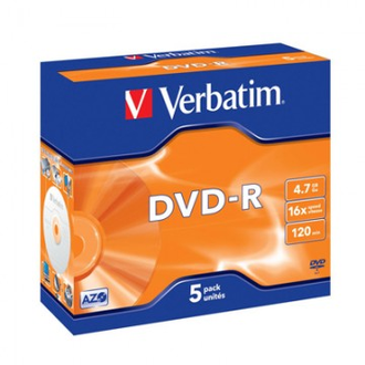 Носители информации DVD-R, 16x, Verbatim Azo Matt Silver, Slim/1, 43547