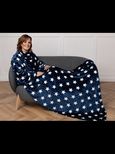 Плед с рукавами "Звезды" из микрофибры (велсофта)