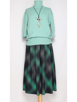 ЮБКА КЛАССИКА "СРЕДНЯЯ СОЛНЦЕ" клетка зеленая р.50