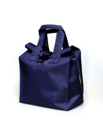 сумка для еды из ткани темно-синяя замок металлический