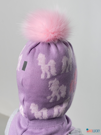 Шапка-шлем 23101-03 с утепл., хб подклад, фиалковый,роз. 52-54