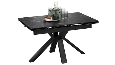 Стол обеденный Дерби Тип 1 Черный муар/Керамика матовая черный мрамор
