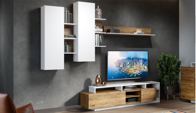 Гостиная Невио-2, дуб крафт золотой, белый