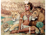 Девушка со львами (алмазная мозаика)  ml-mgm-mt-my-mz avmn