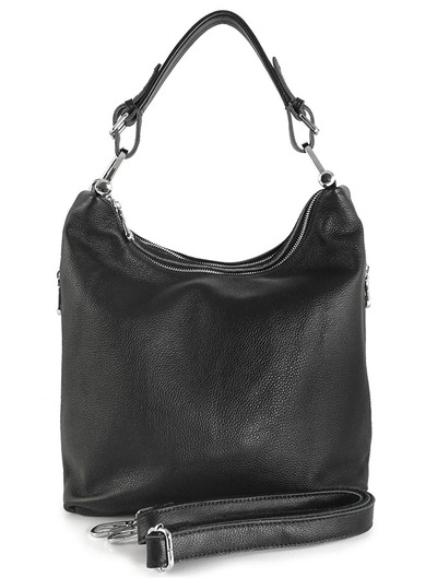 (АРТИКУЛ: 9808/1/82) СУМКА МЕШОК ЖЕНСКАЯ, СРЕДНЕГО РАЗМЕРА, НАТУРАЛЬНАЯ КОЖА, ЧЕРНАЯ, ДВА ОТДЕЛЕНИЯ, РУЧКА И РЕМЕНЬ ЧЕРЕЗ ПЛЕЧО