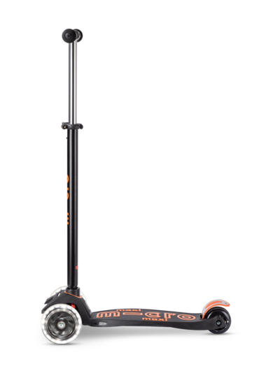 Самокат Maxi Micro Deluxe черно-оранжевый LED