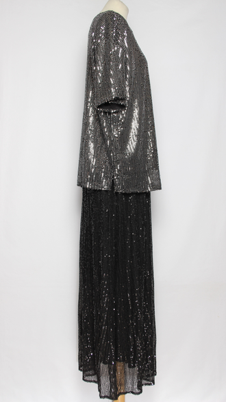 ДЖЕМПЕР  "Пайетки короткий рукав " серебро р.50-56