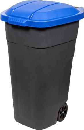 Бак для мусора 110 л. с синей крышкой, на колесах