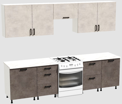 Кухня Эконом 2,1 метра (600х450х600х450) Цвет: Цемент светлый/Цемент темный