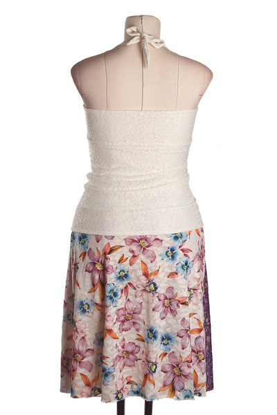 Юбка трапеция с разрезом и кружевом