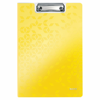 Папка-планшет LEITZ "WOW", с верхним прижимом и крышкой, A4, 330х230 мм, полифом, желтая, 41990016, 41990044