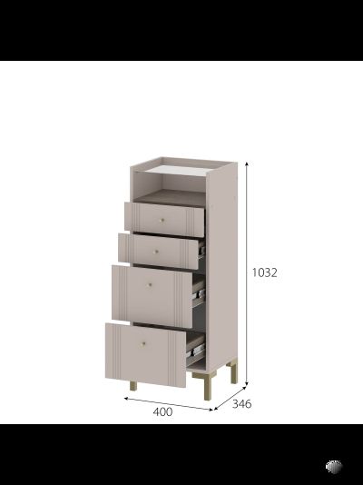 Одетта Комод 4 ящика (КМ2)  Дуб Эндгрей/Меланж
