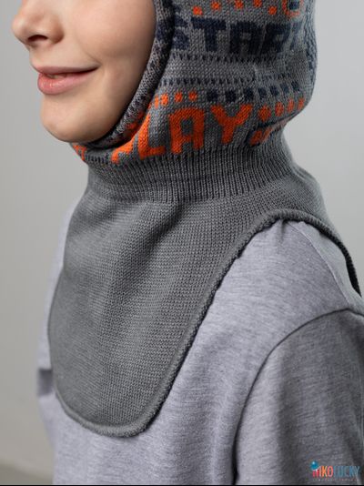 Шапка-шлем  21202-06, цвет темно-серый, оранжевый, р. 48-50