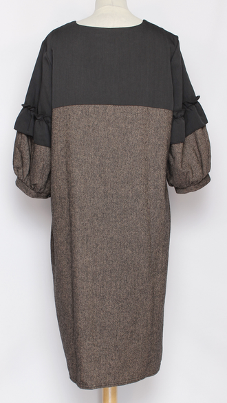 ПЛАТЬЕ  "Шерстяное рюши" коричневое р.52