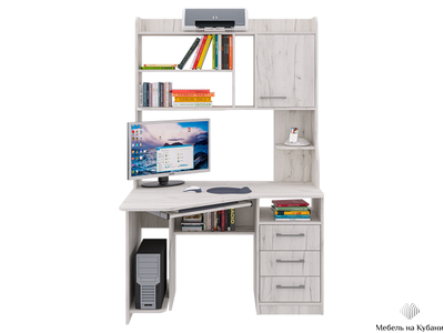 СК-25 угловой компьютерный стол с надстройкой Крафт светлый