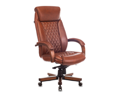 Кресло руководителя Бюрократ T-9924WALNUT светло-коричневый Leather Eichel кожа крестов. металл/дере