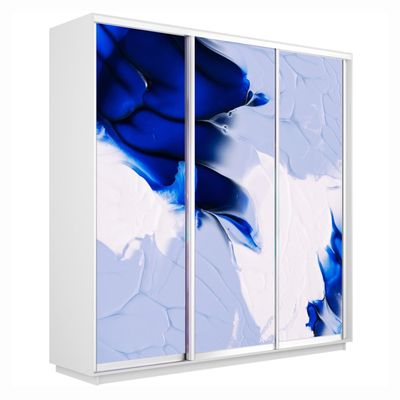 Шкаф-купе Трио-Фото (Абстракция бело-голубая) 1800*450*2200