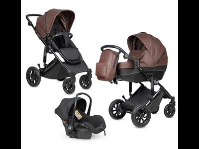 Детская коляска 3 в 1 Farfello Molly Trio Шоколадный (Экокожа)