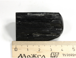 Турмалин чёрный шерл, кристалл стоячий, полированная верхушка, Бразилия (42*25*21 мм, 48 г) №29737