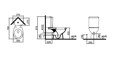 Угловой унитаз  с сиденьем микролифт VitrA Arkitekt, 9754B003-7201