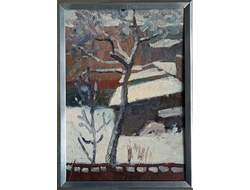 "Вид из окна. Зима" картон масло Бантиков А.С. 1970-е годы