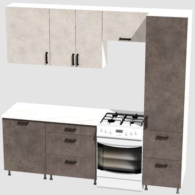 Кухня Эконом 1,8 метра с колонкой (1300х500) Цвет: Цемент светлый/Цемент темный