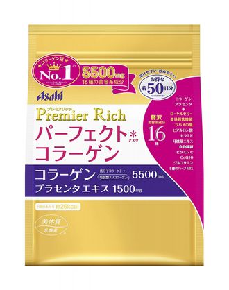 Порошок коллаген плацента экстракт ласточкиного гнезда Asahi, Perfect Asta Collagen Powder Premier Rich на 50 дней Япония