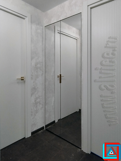 Зеркальные двери для ниши и гардеробной из 2-х створок