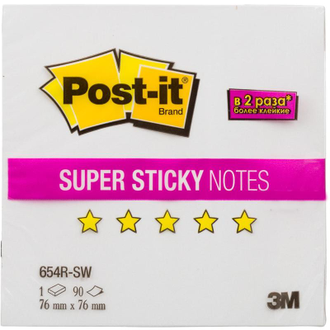 Стикеры Post-it Super Sticky 76x76 мм пастельные белые (1 блок, 90 листов)