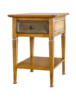 Тумба прикроватная с ящиком и нижней полкой на прямых ножках.