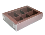 Коробка для 6 конфет прозр. кр. (шоколад), 155*115*30мм