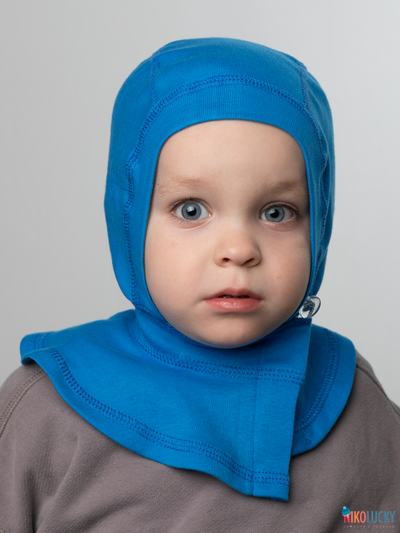 Шапка-шлем 24301-01 95%хлопок 5%лайкра, синий кобальт 46-48