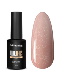 База бежевая с блестками каучуковая камуфлирующая серии IDEALNAILS (brilliant beige no tpo), 11 мл