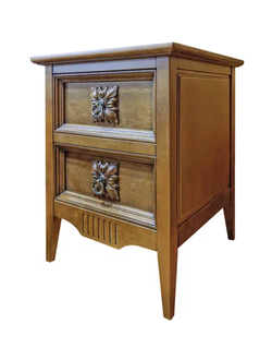 Тумба прикроватная с двумя ящиками и декорами - цветы.