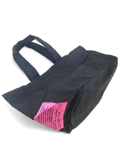 (АРТИКУЛ: 9850/2) СУМКА БОЛЬШАЯ, ТЕКСТИЛЬ, ЧЕРНАЯ С РОЗОВОЙ АППЛИКАЦИЕЙ, С РУЧКАМИ ЧЕРЕЗ ПЛЕЧО