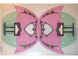 Plastic Tent with Bright Pink Top and Light Aqua Bottom with Banner, Windows, Zippers, and Heart Pattern, n/a (66864)