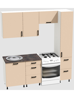 Кухня Эконом 1,5 метра с колонкой (1100х400) Цвет: Фон бежевый/Фон бежевый