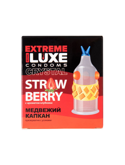 747/1 Презервативы Luxe, extreme, «Медвежий капкан», клубника, 18 см, 5,2 см, 1 шт.