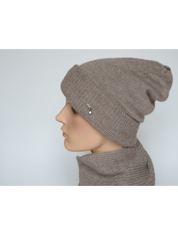 Вязаная шапка с отворотом бежевая Vizio Италия 9015 CRY фото
