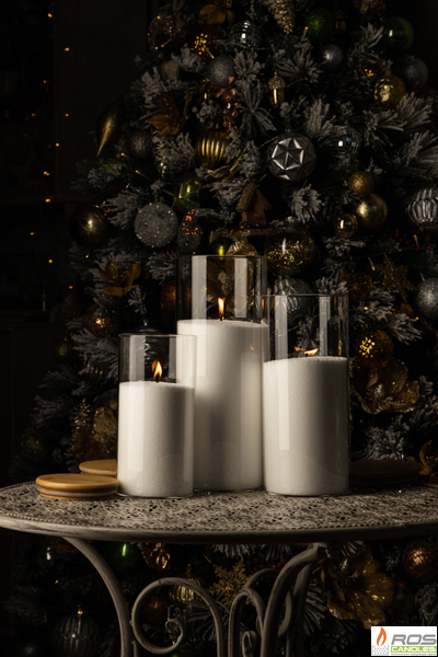 Насыпная свеча с бамбуковой крышкой 12*30 см