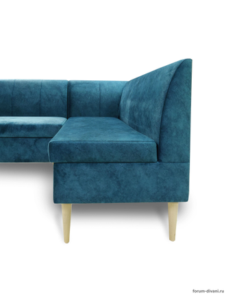 Кухонный Угловой диван "Форум-8Б" Стандартный Велюр, Синий, правый