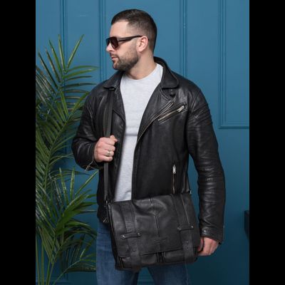 Кожаная мужская сумка Madruzzo black (арт. 5068-01)