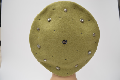 Берет женский хаки стразы Сваровски