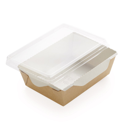 Салатник с прозрачной крышкой (крафт/бел) 800мл