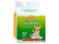 ЧИСТЫЙ ХВОСТ 30 шт 60х45 см пеленки для животных впитывающие
